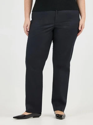 Pantalones de vestir Lee sin arrugas calce relajado pierna recta para mujer negros 20W largos nuevos con etiquetas Foto 1 de 4