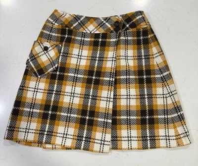 Minifalda vintage a cuadros años 60/70 amarilla marrón Bobbie Brooks talla XS W24 preparación Foto 1 de 4
