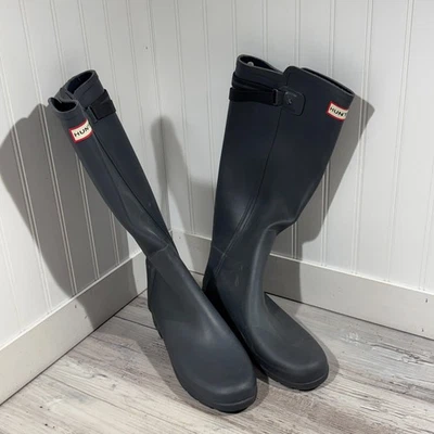 Hunter Boots Women's Original Tall Classic Rain Boot Dark Matte Gray Size 10 - Image 1 of 4