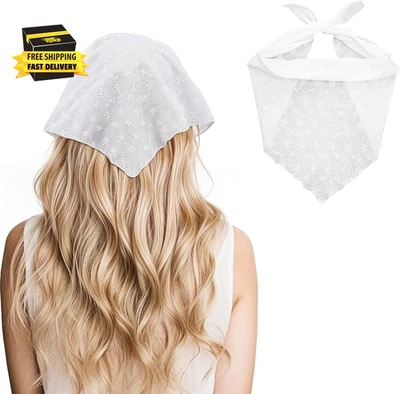 Bandanas de cabelo femininas, cachecol de cabeça branca moderno renda fofa bandana faixa de cabeça crocodilo - Imagem 1 de 4