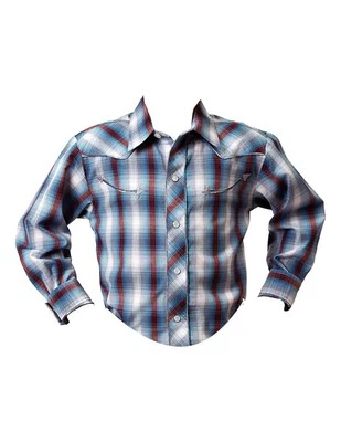 Camisa Roper Western para niños L/S gris a presión a cuadros 01-030-0016-3006 GY Foto 1 de 2