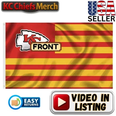 Kansas City Chiefs 3'x5' Flag, Red Gold Logo, Tailgate Banner, KC Fan Gift 26 - Image 1 of 3
