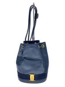 Salvatore Ferragamo Backpack Vara Ribbon Lizard Leather NVY - Picture 1 of 7