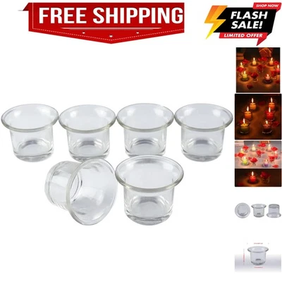 Clear Chunky Glass Lip Votive Candle Holders Tealight Votive Cups for Wedding... - Image 1 of 4