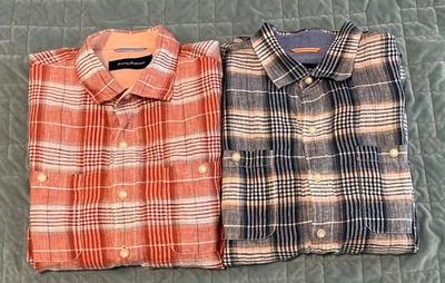 Tommy Bahama Lote de 2 Camisas Para Hombre L Cuadros L L L L Manga Corta Abotonadas Foto 1 de 4