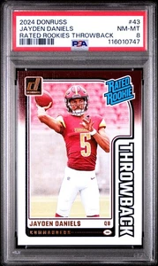 Jayden Daniels 2024 Panini Donruss Rated Rookies Throwback #43 PSA 8 - Picture 1 of 2