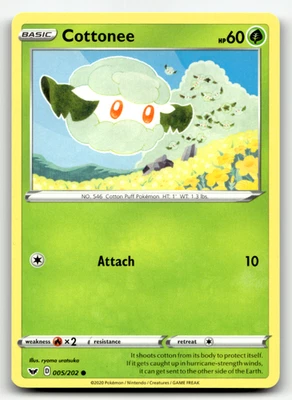 Cottonee 005/202 Normal Common SWSH01: Sword & Shield Base Set LP - Image 1 of 2