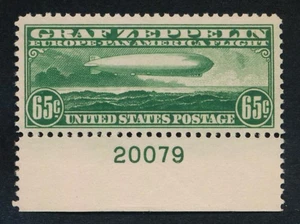 UNITED STATES (US) C13 MINT VF-XF NH 65c ZEPPELIN PL# - Picture 1 of 2