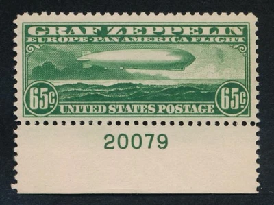 UNITED STATES (US) C13 MINT VF-XF NH 65c ZEPPELIN PL# - Image 1 of 2