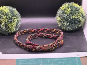 "Cinturón hippie colorido trenzado boho marrón 100 % cuero 42""" - Imagen 1 de 2