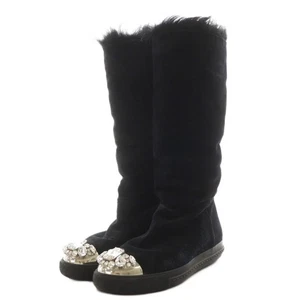 Miu Miu Boots Women's Size 37 Black Suede - Picture 1 of 9