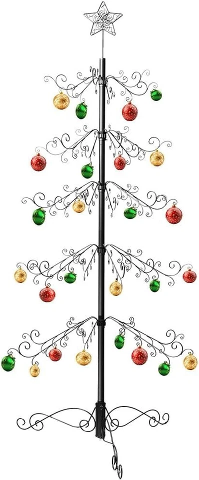 Ornament Display Tree Stand Metal Wrought Iron Trees Wire Hook Hanger 84inch