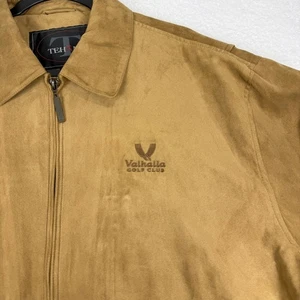 Vahalla Golf Club Faux Suede Tehama Jacket Mens Large Tan Full Zip - Picture 1 of 12