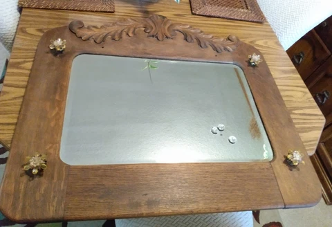 Vintage Wood Framed  Wall Mirror(31 in.Tall x29 in.wide) Cover