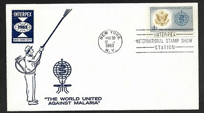 #1194 4c Malaria Eradication - INTERPEX FDC LL Margin Single, New York - Image 1 of 2