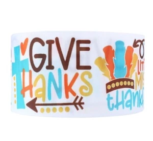 3" Grosgrain Ribbon 5 yards Thanksgiving Fall Little Miss - Picture 1 of 2