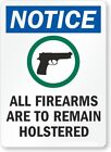 All Firearms To Remain Holstered Osha Notice Aluminum Weatherproof 12" x 18"