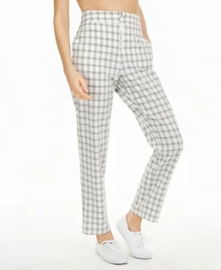 Pantalones Danielle Bernstein para mujer 8 marfil negro pierna recta WeWoreWhat cremallera nuevos - Imagen 1 de 10