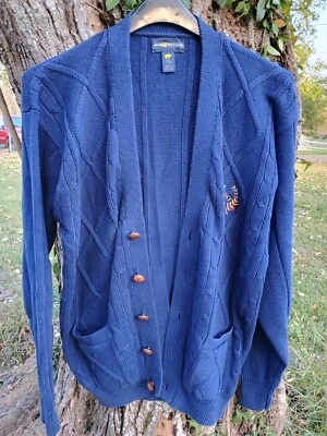 Cárdigan suéter tejido con cable azul Jack Nicklaus de colección oso dorado Foto 1 de 4