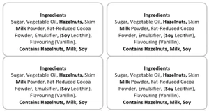 120 x Ingredients Pre Printed Self Adhesive Sticky Food Labels 64 x 33.9mm - Picture 1 of 2