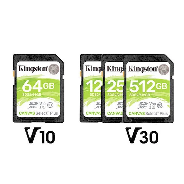 Kingston Canvas SD Card 64GB 128GB 256GB 512GB SDXC Camera Flash Memory V10 V30 - Image 1 of 1