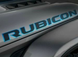 NEW 2021-2023 Jeep Wrangler 4XE RUBICON Blue Outline Hood Decals, OEM - Picture 1 of 3
