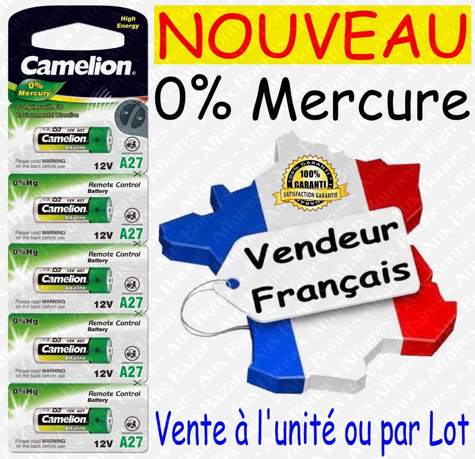 CAMELION Piles Alcaline 12V LR27A 27A A27 MN27 GP27A à l'unité ou par lot - Livr Gratuite