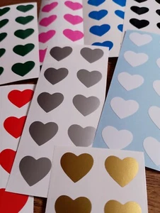50 Small 20x17mm Heart Vinyl Stickers, Self Adhesive Peel & Stick Arts Crafts - Picture 1 of 9