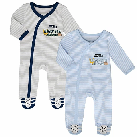Seattle Seahawks NFL Infant Sunday's Best Coverall Sleeper Pajamas 2-Piece Set Cover