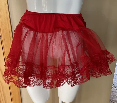 Leg Avenue Red Crinoline Skirt/Petticoat w/ Special Lace Trim Style CS80909 NOS - Image 1 of 4