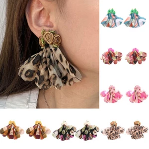 Fabric Drop Earrings Vintage Fashion Tassel Bohemian Statement Handmade Jewelry - Picture 1 of 225