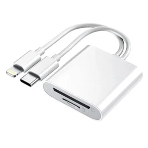 SD Card Reader for iPhone iPad, Dual Lightning & USB-C Connector Memory SD - Picture 1 of 8