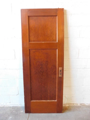 1900's Antique Wooden INTERIOR DOOR Two Panel CRAFTSMAN/MISSION Style Fir ORNATE Cover