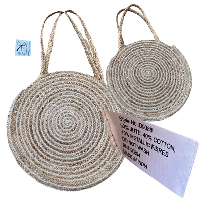 Bolso de Playa Magid Yute Tejido Gran Tamaño Círculo Metálico Foto 1 de 4