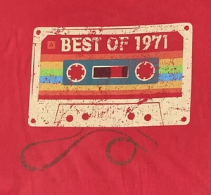 Best Of 1971 Cassette Tape T-Shirt Size 2XL Red Ring Spun Cotton Soft Shirt - Picture 1 of 11
