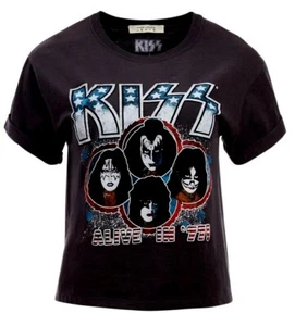 Men’s Oversized Kiss Alice Print T-Shirt, Black Cotton Summer Short Sleeve Tee - Picture 1 of 4