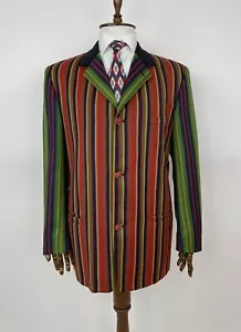 VINTAGE VERSUS GIANNI VERSACE MENS BLAZER MULTICOLOR STRIPED RARE COAT JACKET - Picture 1 of 12