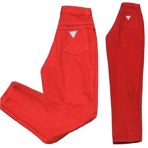 Vintage Palmetto’s Jeans High Waist Tapered Leg Red 27 1/2” Waist USA 80s 90s - Picture 1 of 12