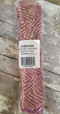 Дорожка для стола мешковина с шевронным узором 14 x 72 дюйма сарай красная новая с ценниками - Изображение 1 из 4