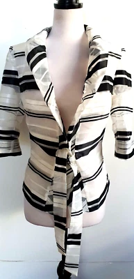 Vintage BLOOMS Womens White/Black Stripe Jacket Size 8 BNWT - Image 1 of 4