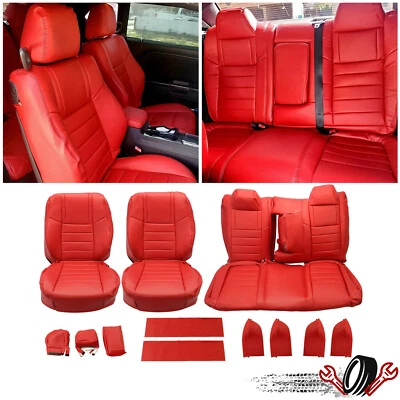 For 11-14 Dodge Challenger SE SXT RT Red Seat Covers Front&Rear Full Set - Image 1 of 4