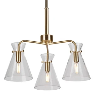 Beaker 3-Light Soft Gold Chandelier with Clear Glass - Soft Soft Gold - Picture 1 of 1