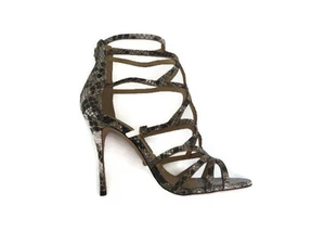 BNIB Schutz Womens Snake Print Beige Brown Sandal Cage Heels Shoes Size 8 - Picture 1 of 7