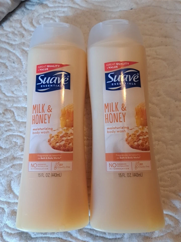 2 × Suave Essentials MILK & HONEY Moisturizing Body Wash 15 oz Each  - Image 1 of 1
