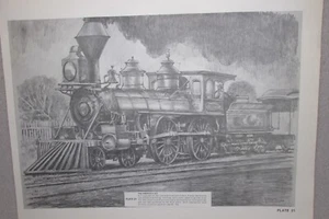 ROSCOE MISSELHORN 21-1/2" x 17" TRAIN PENCIL SKETCH: THE AMERICA 4-4-0 - Picture 1 of 2