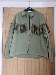 Nwt Khaki tassel canvas shacket size L - Picture 1 of 6