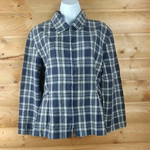 Vintage 80er David Paul New York blau kariert Reißverschluss Flanell Größe Small Damen - Bild 1 von 12