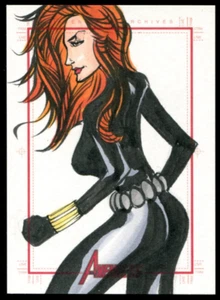 Marvel Black Widow 2011 The Avengers SketchaFEX Sketch Card 1/1 Nice!  - Picture 1 of 2