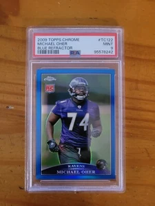 2009 Topps Chrome Blue Refractor #TC122 Michael Oher Rookie Card PSA 9 Mint - Bild 1 von 1