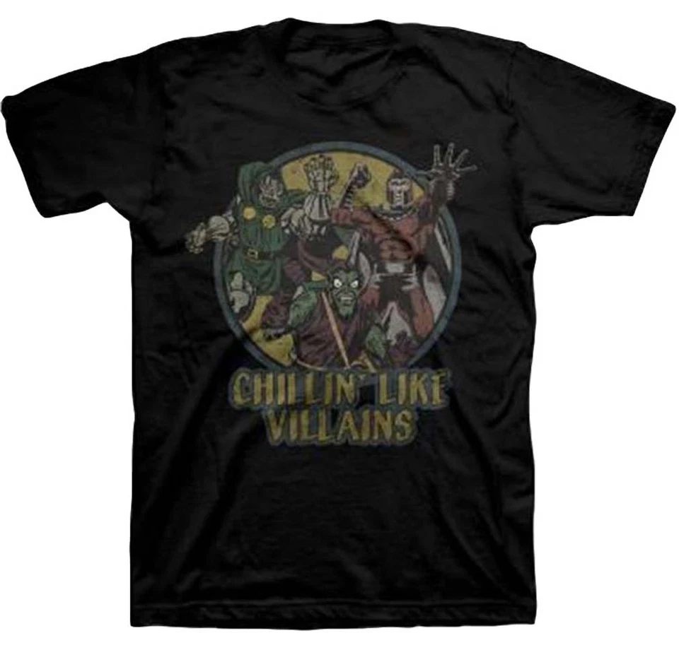 Marvel Men's Chillin' Like Villains Black T-Shirt New - Image 1 of 1